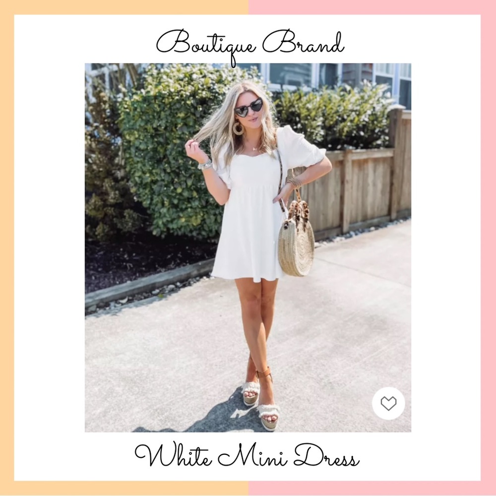 White Floral Tie Back Mini Dress